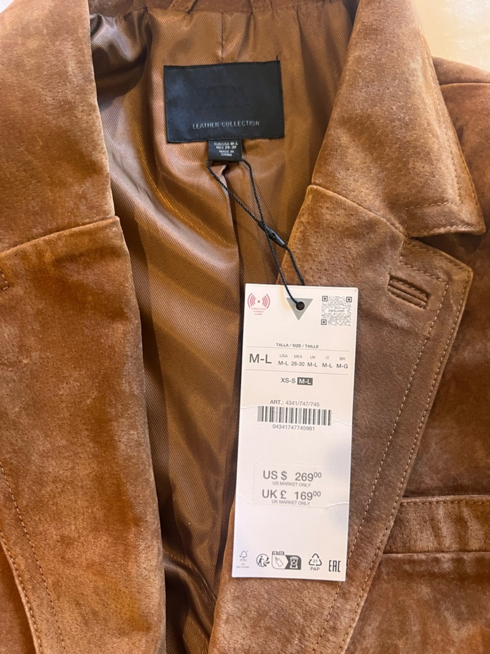 Zara Brown Suede Belted Leather Jacket - Picture 10 of 10